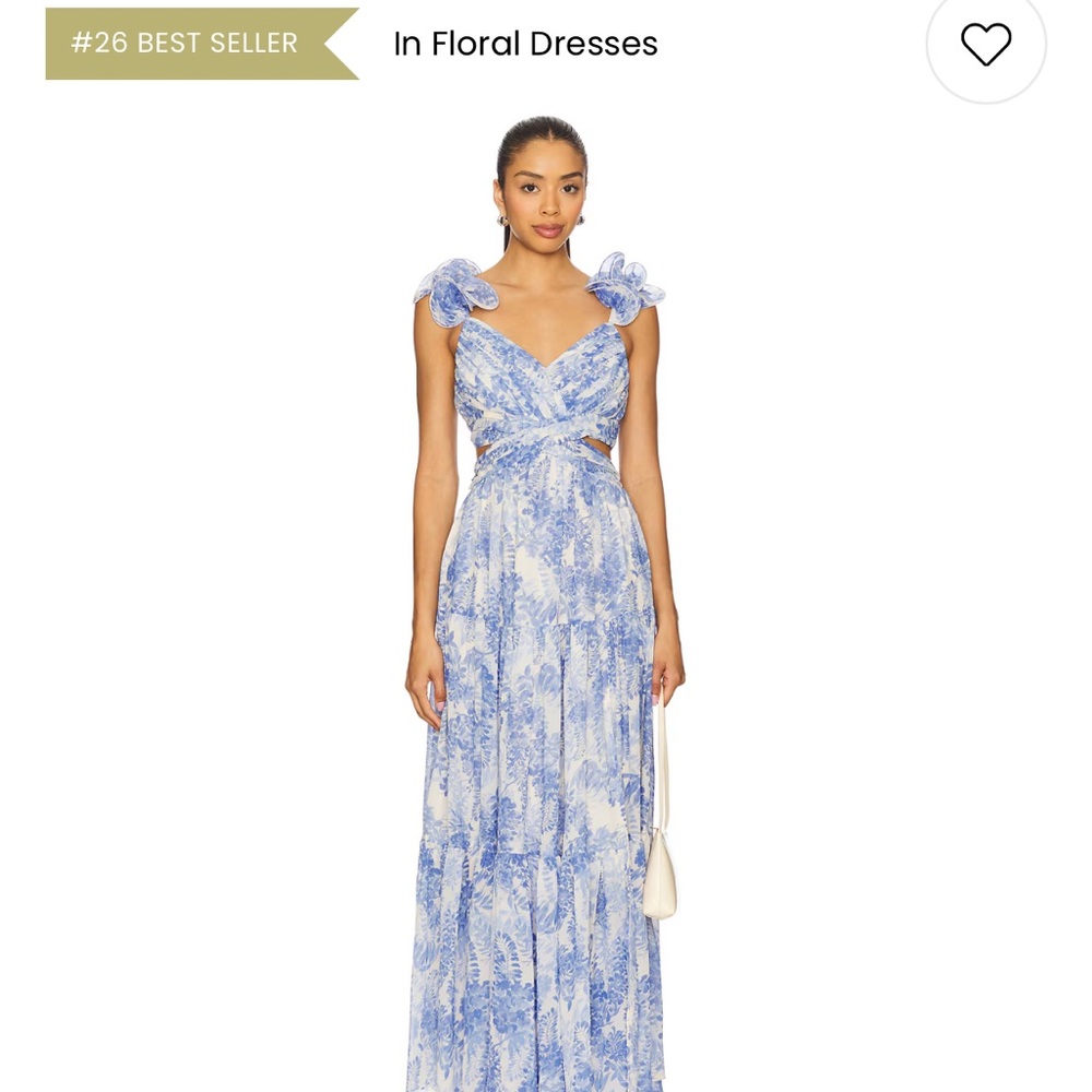 Astr Blue and White Floral Maxi -  FRITILLARIA DRESS IN BLUE FLORAL Dress